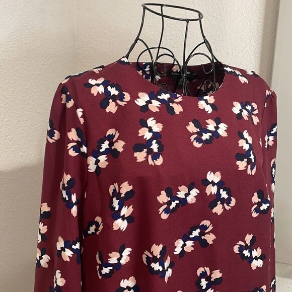 BANANA REPUBLIC Factory Burgundy Floral Dress size 10 - Picture 3 of 9